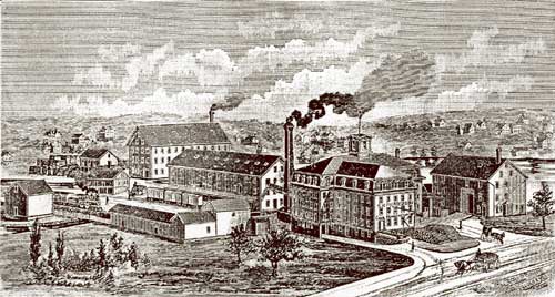 Artist's rendering of Gardner Standard Chair factory from the 1860's